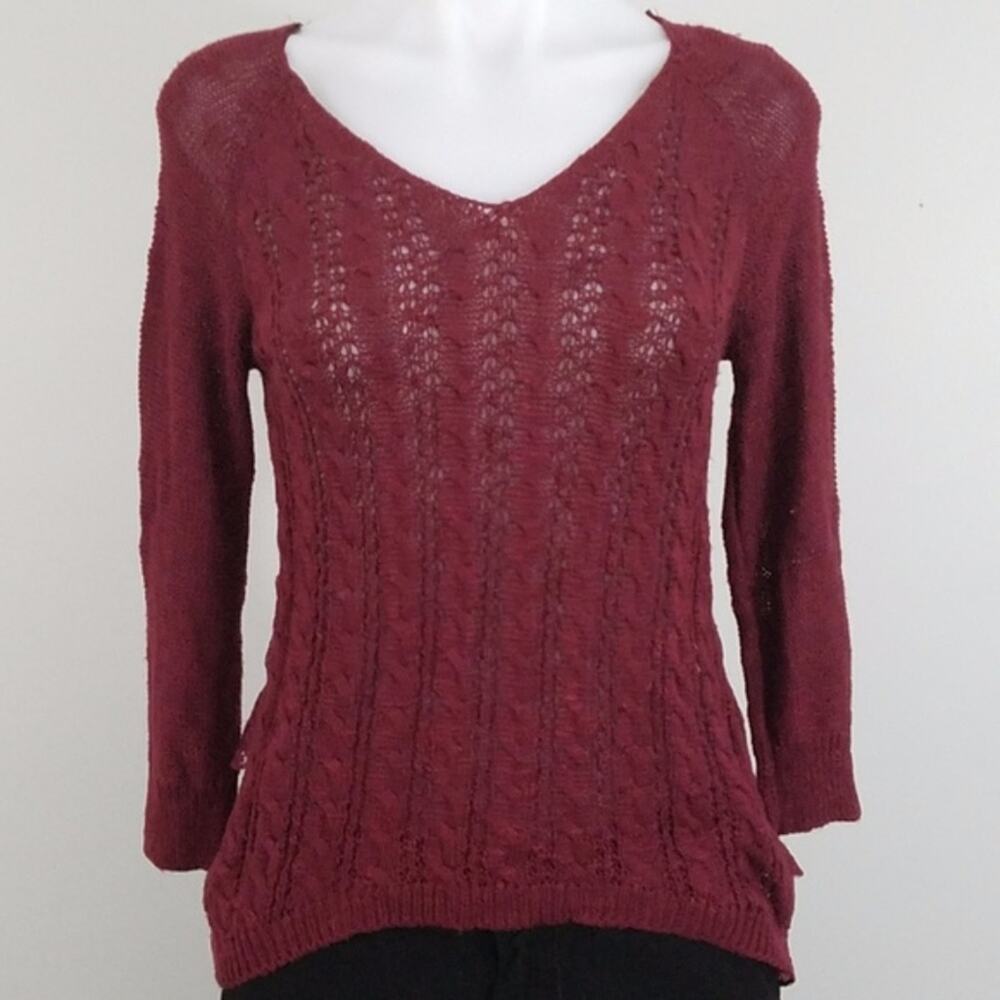 NWT American Rag Lightweight V-Neck 3/4 Sleeve Lace Sweater Women's Size XS